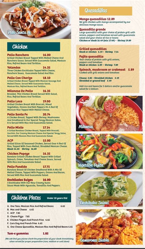 Menu El Patio Mexican Restaurant