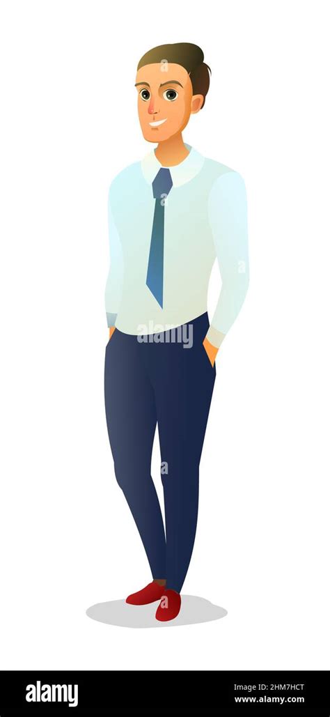 Successful businessman standing. Guy in shirt and tie. Male figure ...