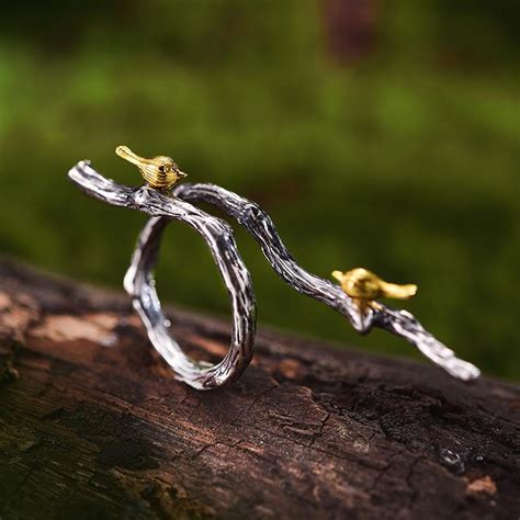 Buy Lotus Fun Bird On Branch Rings Real 925 Sterling Silver Natural