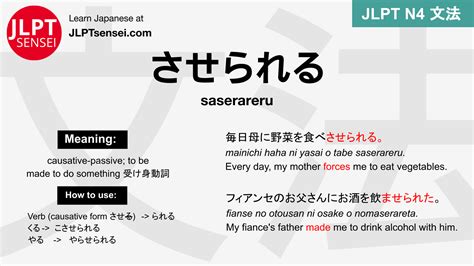 N Grammar Saserareru Causative Passive Learn Japanese Jlpt