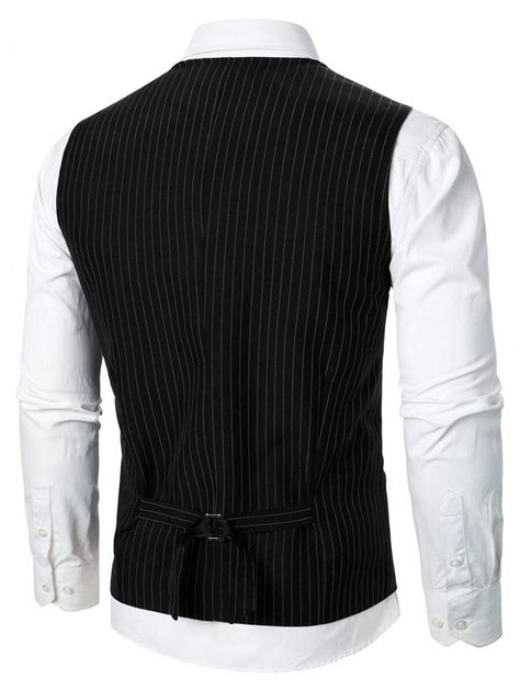 Manfinity Mode Men 1pc Vertical Striped Waistcoat And 1pc Suit Pants Shein Usa