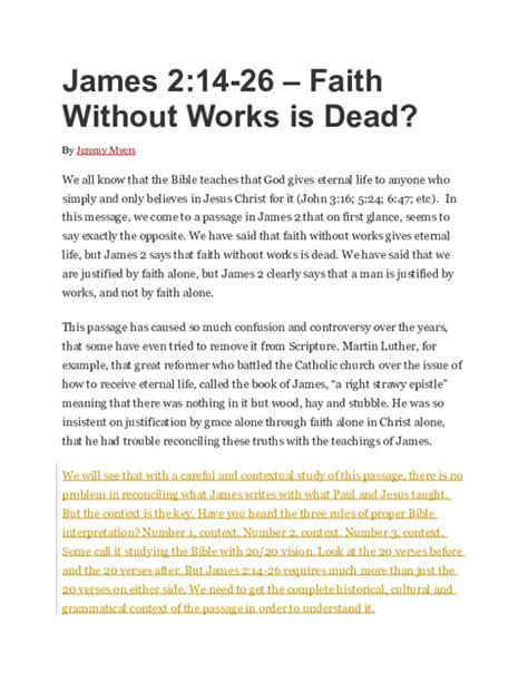 Doc James 2 14 26 Faith Without Works Is Dead