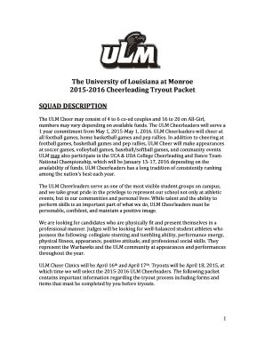 Fillable Online Ulm Cheerleading Tryout Packet Fax Email Print