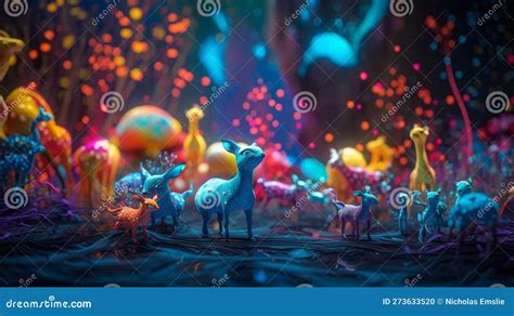 Abstract Fantasy World with Fantasy Animals Colorful Background ...