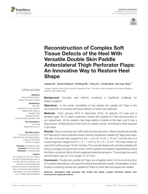 Pdf Reconstruction Of Complex Soft Tissue Defects Of The Heel With