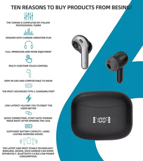 Tws True Wireless Earbuds Earphone Ipx5 Waterproof 35h Playtime With