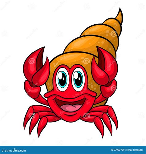 Funny Cartoon Hermit Crab Stock Vector Illustration Of Girl