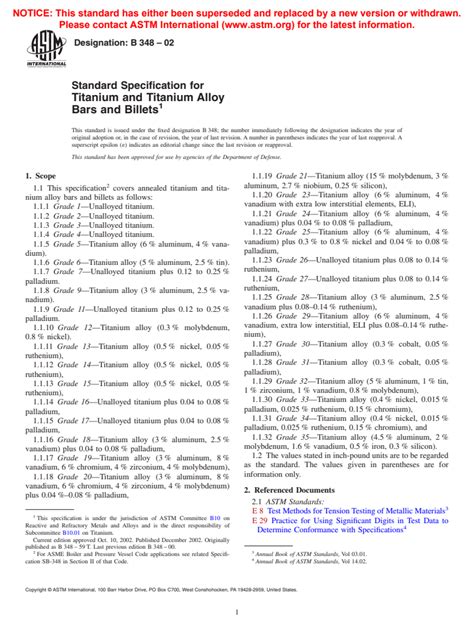 Astm B Standard Specification For Titanium And Titanium Alloy