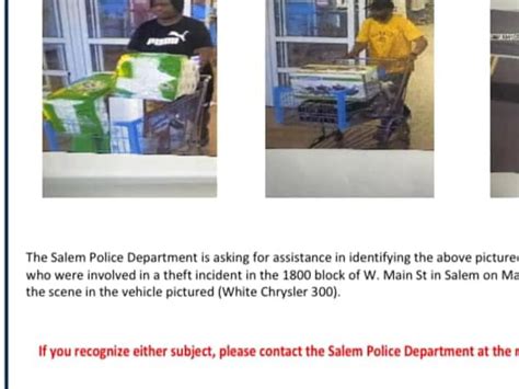 Salem Police Department Looking To Identify Theft Suspects