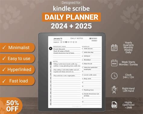 For Kindle Scribe Daily Planner 2024 And 2025