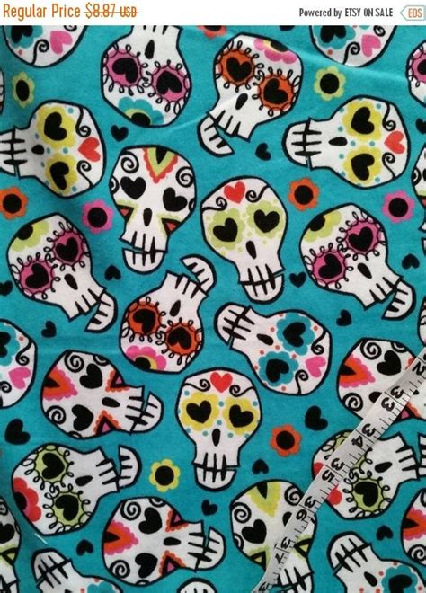 Flannel Fabric With Skulls Flowers Hearts Love Colorful Cotton Quilt