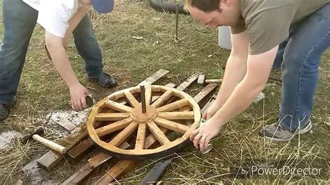 How To Install A Steel Tire On A Wooden Spoked Wagon Wheel Youtube