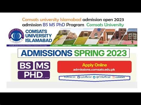 Comsats University Islamabad Admission Open 2023 Admission BS MS PhD