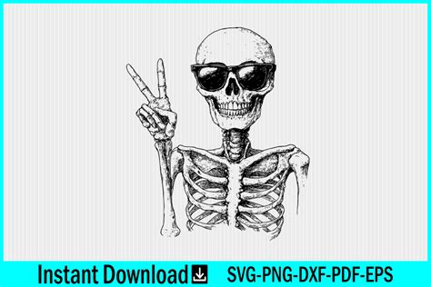 Funny Skeleton Peace Sign Svg Clipart Graphic By Craftabledesign