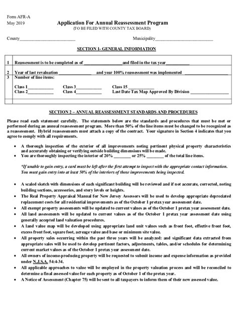 Fillable Online Application For Annual Reassessment Program