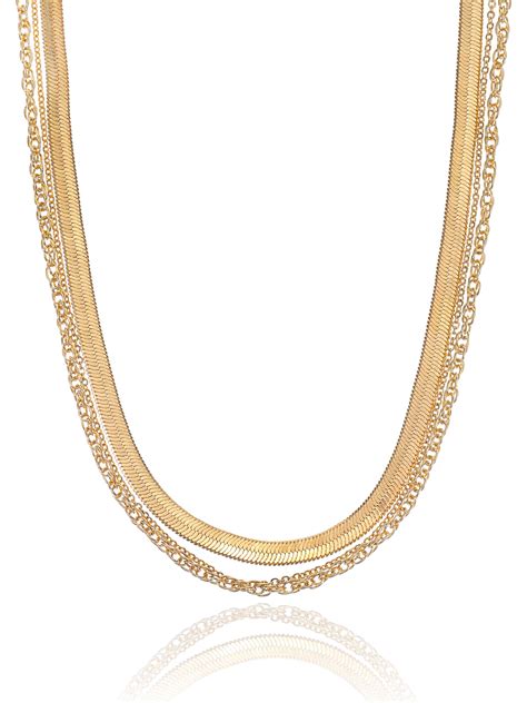 Women's Gold Chain Necklace Set, 3 Pieces - Walmart.com