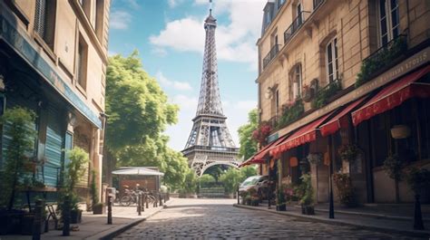 Premium Ai Image The Eifel Tower In Paris From A Tiny Street