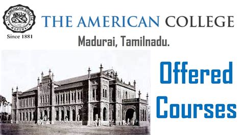 The American College Madurai Offered Courses Youtube