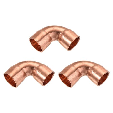 3pcs 90 Degrees Elbow Copper Pipe Fitting Welding Connection 1 2 Inch