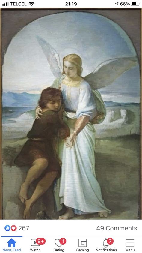 The Painting Depicts An Angel Hugging A Woman