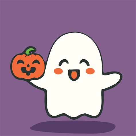 Premium Photo | Cute halloween ghost whit evil pumpkin illustration cartoon ghost halloween