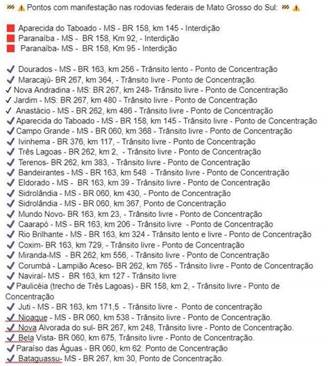 Ms Ainda Tem Bloqueios E Protestos Em Rodovias Veja Pontos Cidades