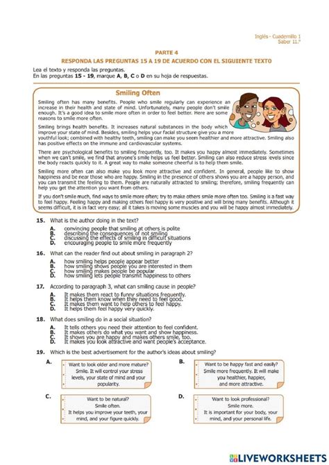 Simulacro Prueba Saber Ingl S Worksheet English As A Second