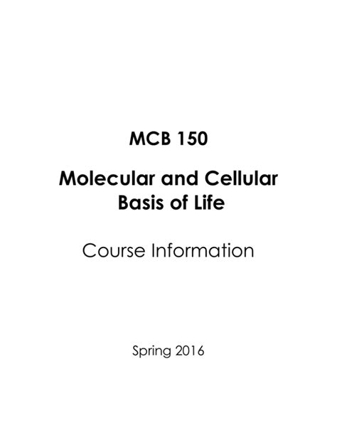 Molecular And Cellular Basis Of Life MCB 150