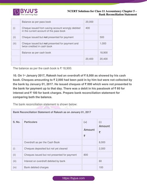 Ncert Solution For Class Accountancy Chapter Bank Reconciliation