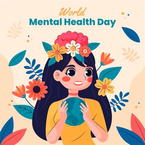 Ilustração Plana Para Conscientização Do Dia Mundial Da Saúde Mental