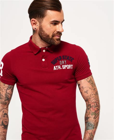 Mens Classic Short Sleeved Superstate Polo Shirt In Deep Port Wine