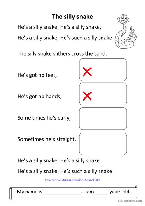 The Silly Snake Nursery Rhyme And So Deutsch Daf Arbeitsbl Tter Pdf Doc