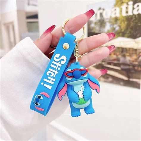 Lilo Stitch Nyckelring Tecknad Söt Pvc hänge Nyckelring Ring Väska