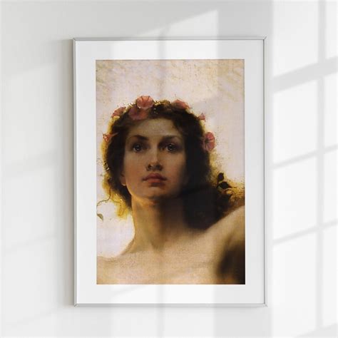 Woman Portrait Poster Her Art Print Vintage Feminine Figure Wall Art Antique Woman Printable