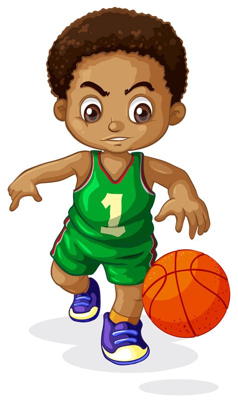 Cartoon Boy Playing Basketball