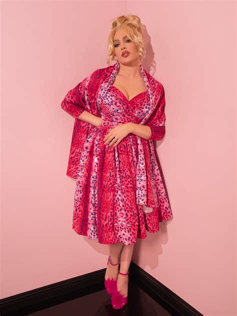 Starlet Swing Dress In Pink Leopard Print Retro Clothing Vixen By Micheline Pitt