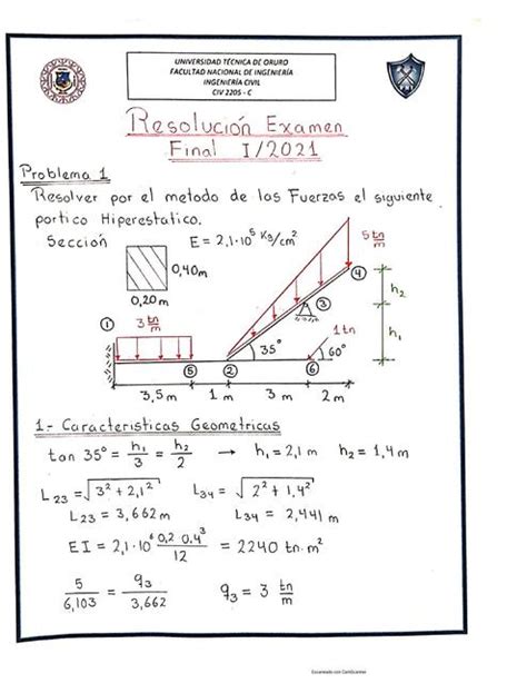 Examen Final De Ingenier A Civil Tommy Jhonson Flores Choque Udocz