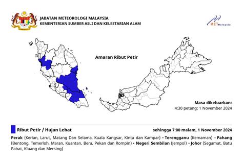 5 Negeri Diramal Hujan Lebat Hingga 7 Malam Ini