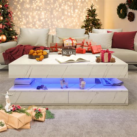 Ivy Bronx Modern High-Gloss Coffee Table With 2 Sliding Drawers, 16