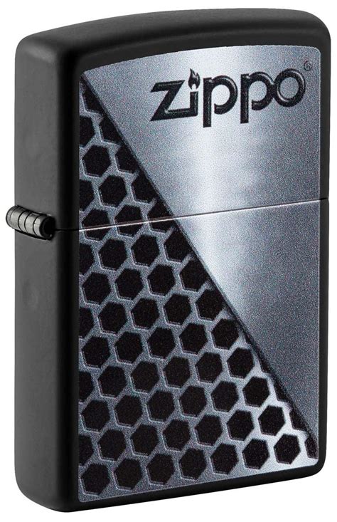 Zippo Lighter: Hexagon Zippo Logo - Black Matte 49969 – Lucas Lighters