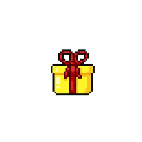 Premium Vector Yellow Gift Box In Pixel Art Style