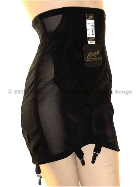 Rago 1294 High Waist Open Bottom Girdle 6 Metal Garters Side Zipper