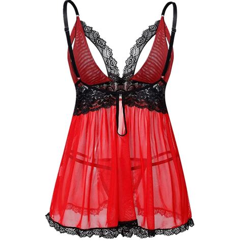 Buy Women S Plus Size Lingerie Red Babydoll Lace Split Cup Sleepwear