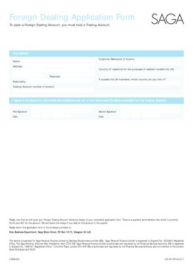 Fillable Online Foreign Dealing Application Form Saga Share Direct