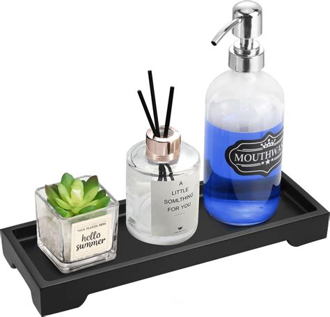 Luxspire Matte Black Bathroom Vanity Tray 11x4 Inch Resin Organizer