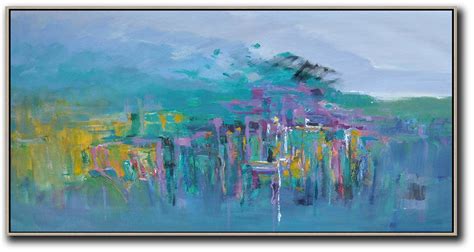 Extra Large Acrylic Painting On Canvas,Panoramic Abstract Landscape ...