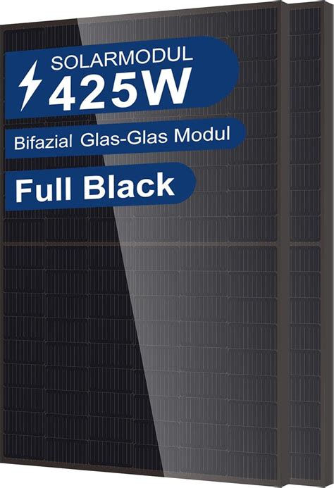 Solarplatten Pv Module W Full Black Bifazial Glas Glas Solarmodule