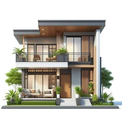 Modern Two Story House with Balconies