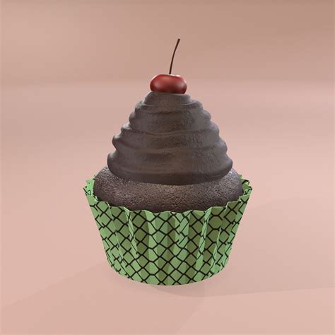 3d Chocolate Lava Cherry Cupcake Model Turbosquid 1396044