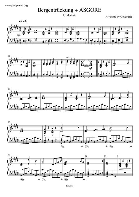 Undertale Asgorebergentruckung Sheet Music Pdf Free Score Download ★